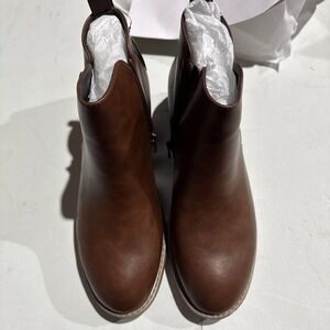 Jeossy Women's Ankle Boots Thick Heel Low Heeled Booties Women Whiskey Size 10